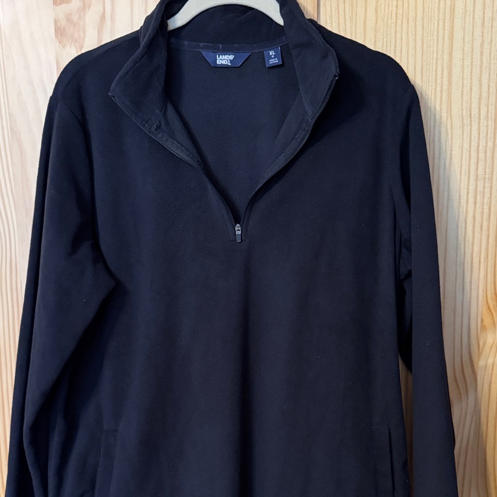 Lands' End Black Half-Zip Fleece Dress